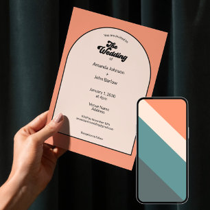 Invitation Minimaliste Rétro Orange Pastel Le Mariage De