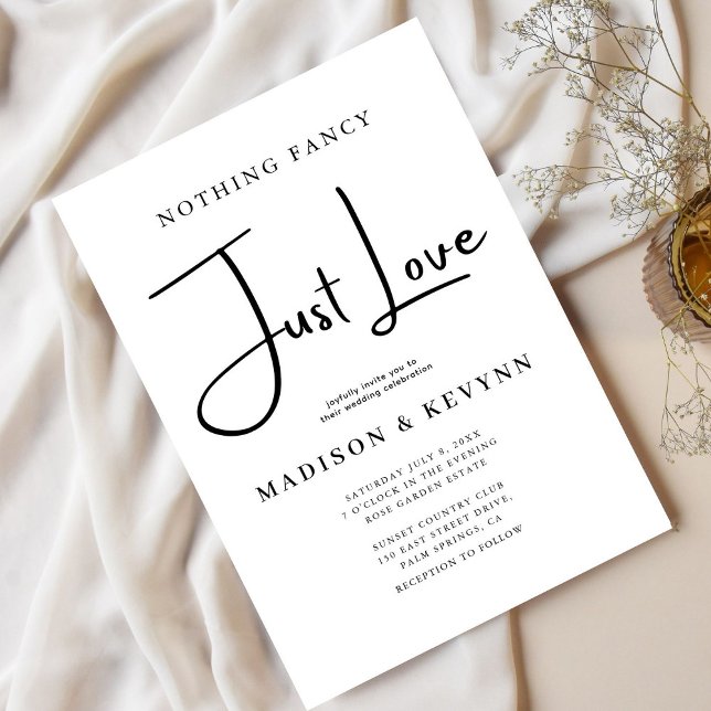 Invitation Minimaliste Rien De fantaisie Juste Amour Mariage (Créateur téléchargé)
