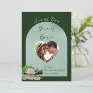 Invitation Minimaliste rose doux & lotus vert enregistrer la 