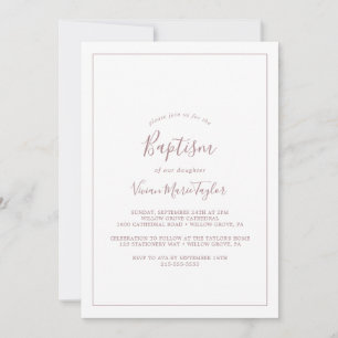 Invitation minimaliste Rose Gold Baptism
