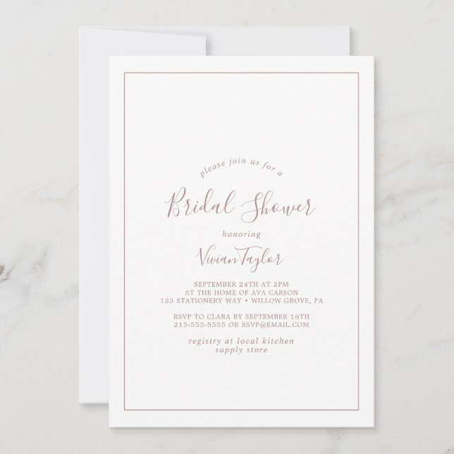 Invitation minimaliste Rose Gold Bridal (Devant)