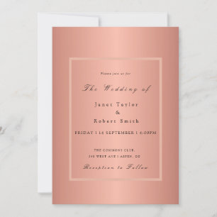 Invitation Minimaliste rose Gold Elegant avec encre de bordur