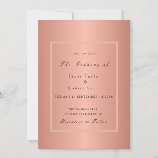 Invitation Minimaliste rose Gold Elegant avec encre de bordur