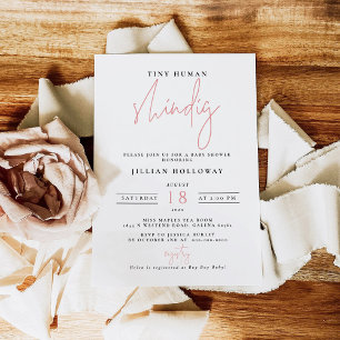 Invitation Minimaliste rose minuscule Baby shower humain Shin