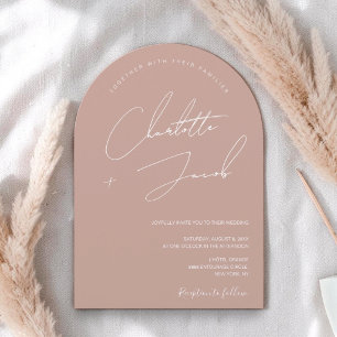 Invitation Minimaliste Rose Pâle Écriture Moderne Arche Maria