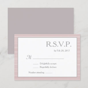 Invitation Minimaliste rose poudré blanc gris rayures rsvp