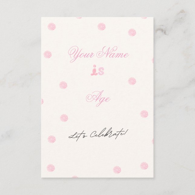 Invitation minimaliste rose pour anniversaire doux (Devant)