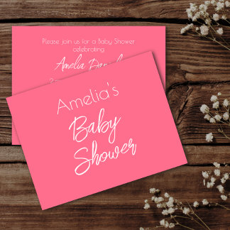 Invitation Minimaliste Rose pour Baby Shower
