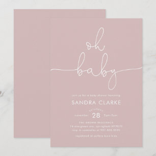 Invitation minimaliste rose pour Baby Shower Moder