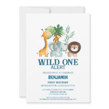 Invitation Minimaliste Safari Wild One pour Annive