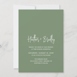 Invitation Minimaliste Sage Vert Mariage moderne