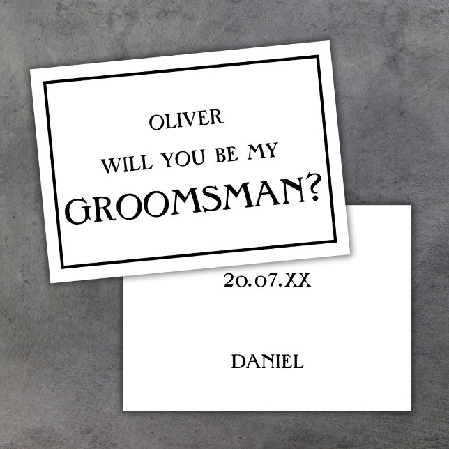 Invitation Minimaliste Serez-Vous Mon Groomsman Proposition N (will you be my  groomsman proposal card minimalist black and white)