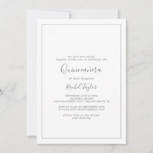 Invitation minimaliste Silver Quinceañera