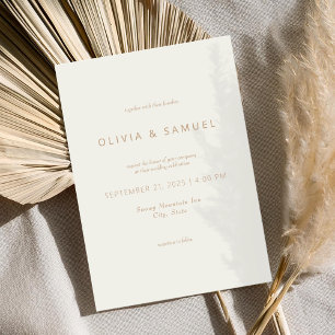 Invitation Minimaliste simple chic ivoire Mariage