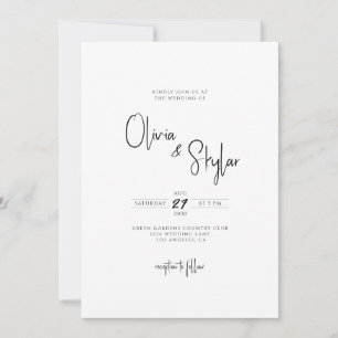 Invitation Minimaliste simple Elegat Mariage de script modern