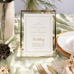 Invitation Minimaliste simple Mariage de trame informel Gold