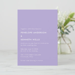 Invitation Minimaliste simple Mariage Lavande de base violet
