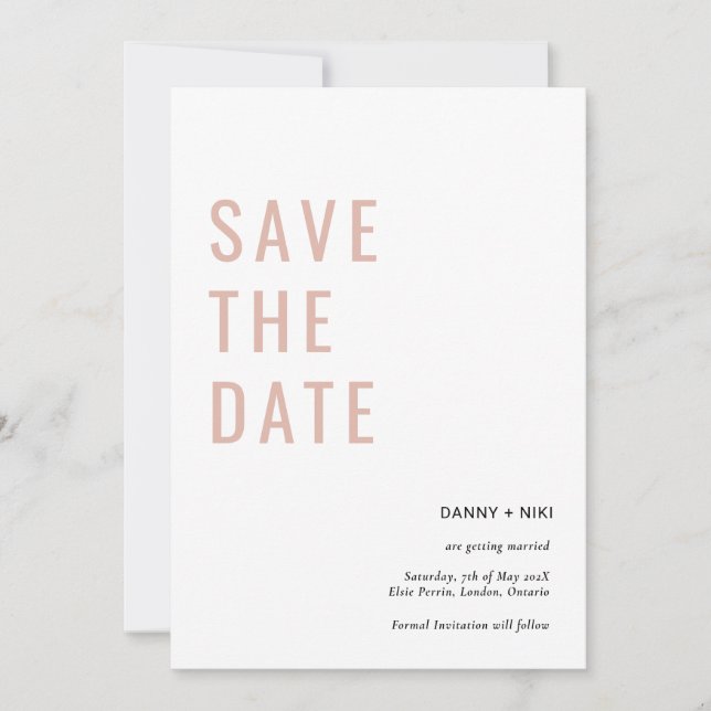 Invitation minimaliste simple pour sauvegarder la  (Devant)