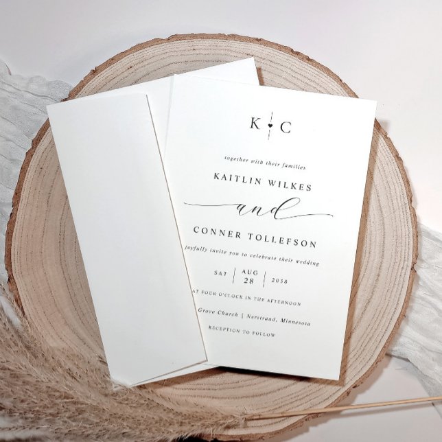 Invitation Minimaliste simple romantique noir et blanc Mariag (Modern romantic wedding invitations with simple heart design)