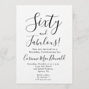 Invitation Minimaliste Soixante et Fantastique Fête d'anniver