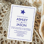 Invitation minimaliste Starfish Beach Wedding, Nav<br><div class="desc">Moderne. Minimal. Ce faire-part de mariage utilise des lignes épurées et des polices de caractères classiques pour créer un look élégant pour votre journée spéciale. La simple étoile de mer transporte votre thème tropical,  tout en gardant le design simple.</div>