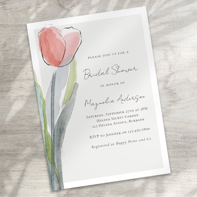 Invitation minimaliste Tulipe nuptiale douche (Créateur téléchargé)