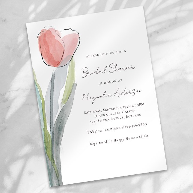Invitation minimaliste Tulipe nuptiale douche (Créateur téléchargé)
