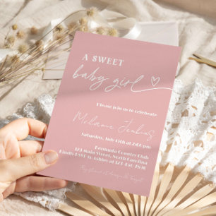 Invitation Minimaliste Un Baby shower Fille Douce