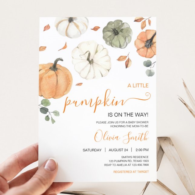 Invitation Minimaliste Un Baby shower Un Peu Citrouille (A Little Pumpkin Baby Shower Invitation)