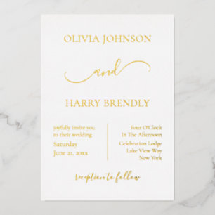 Invitation minime Mariage moderne Real Gold Foil