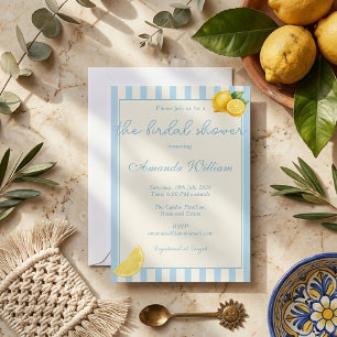 Invitation Minimes Rayures Bleu Clair Citrons Réception de Ma