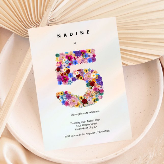 Invitation minimum 5e anniversaire Élégant style c (Créateur téléchargé)