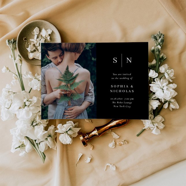 Invitation Minimum et chic | Black Photo Wedding (Créateur téléchargé)