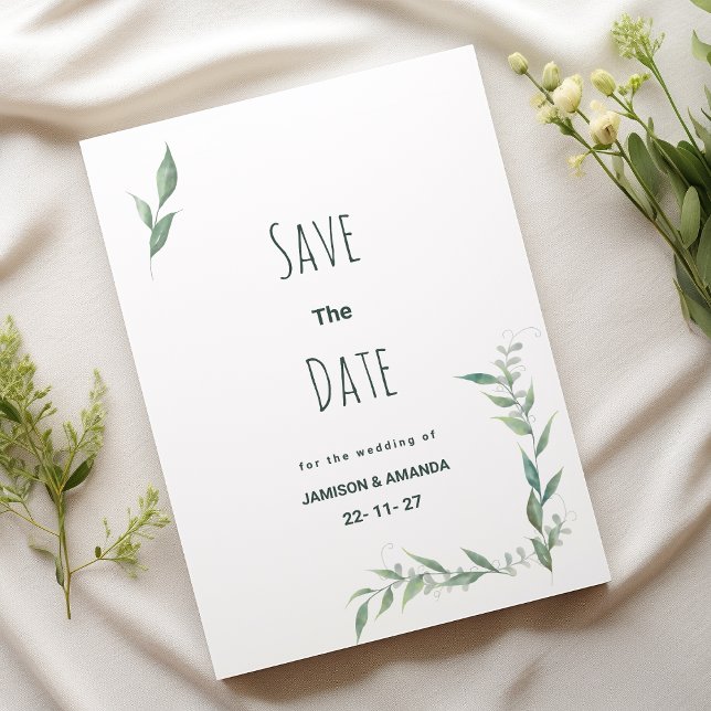 Invitation Mint aquarelle verte couronne Enregistrer la date (Mint watercolor greenery wreath Save The Date )