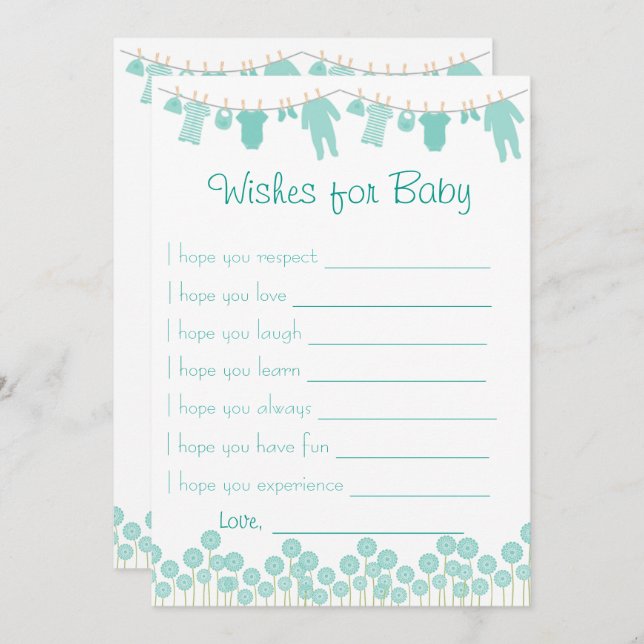 Invitation Mint Baby shower Wings For Baby Game (Devant / Derrière)