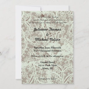 Invitation Mint Beige Faux Lace Mariage Floral