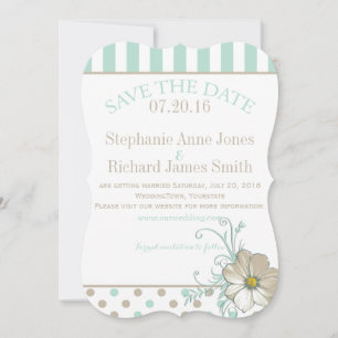 Invitation MINT BISQUE DOTS STRIPES Enregistrer la date