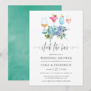 Invitation Mint et bleu boho floral Stock le bar
