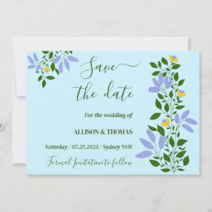 Invitation Mint Garden Flowers Wedding Enregistrer la date