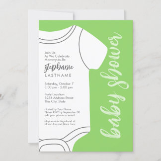 Invitation Mint Green Baby Tee - Baby shower neutre pour le g