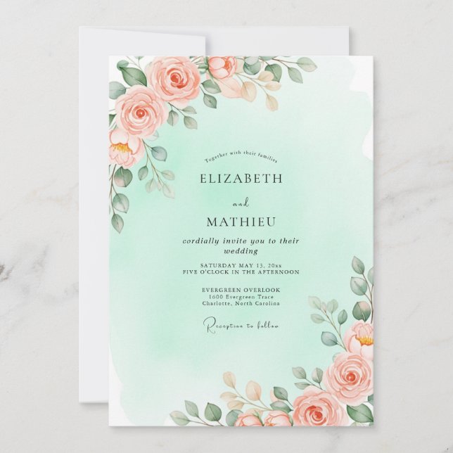 Invitation Mint Green Breathtaking Spring Wedding (Devant)
