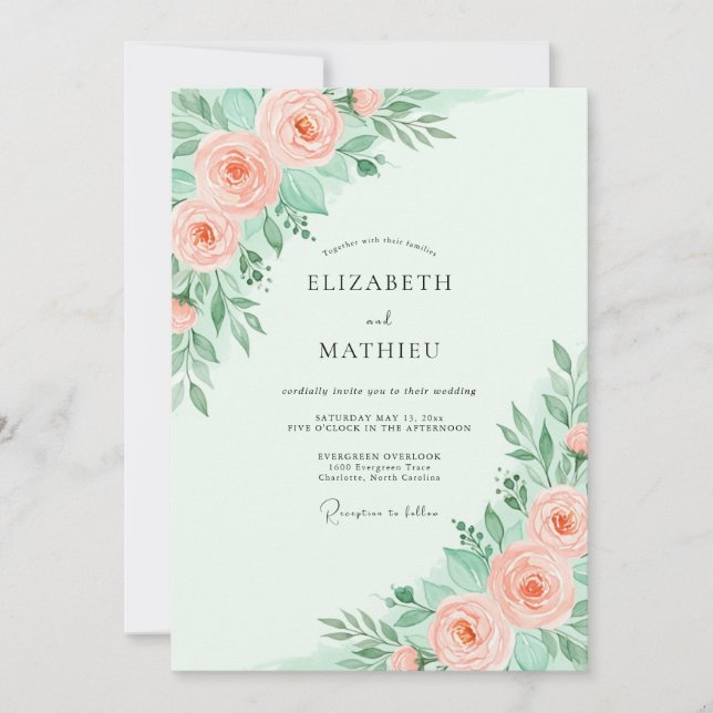 Invitation Mint Green Dainty Spring Wedding (Devant)