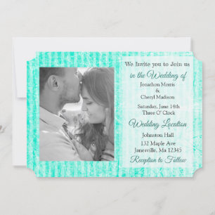 Invitation Mint Green Damask Photo Wedding Invite