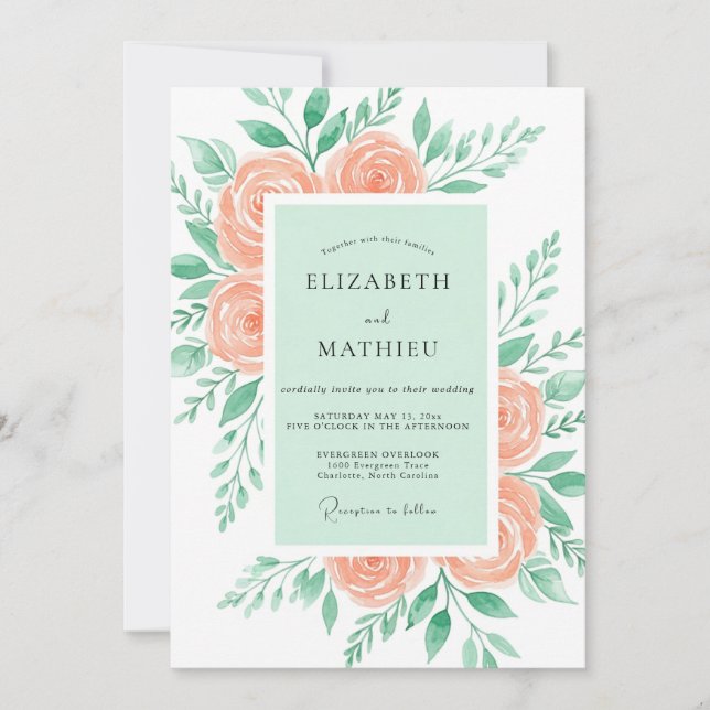 Invitation Mint Green Effervescent Spring Wedding (Devant)