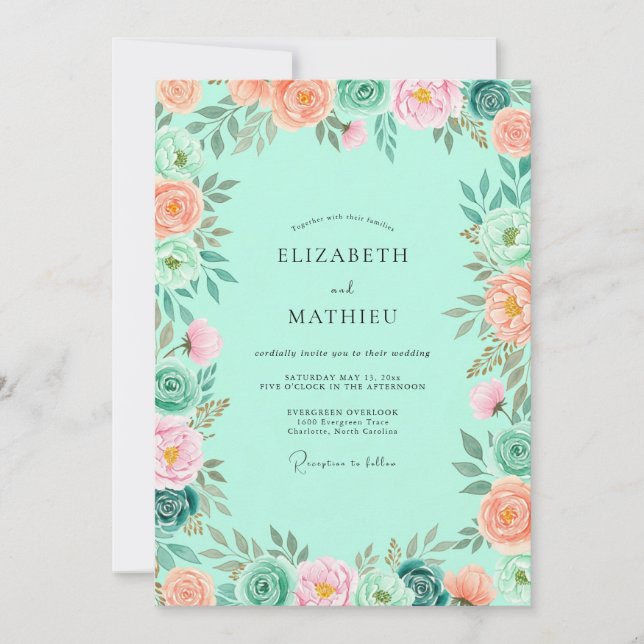 Invitation Mint Green Enchanting Spring Wedding (Devant)