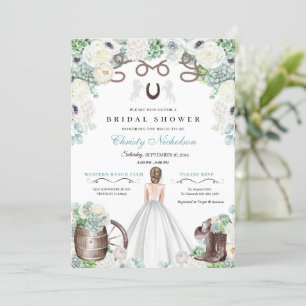 Invitation Mint Green et White Western Fête des mariées