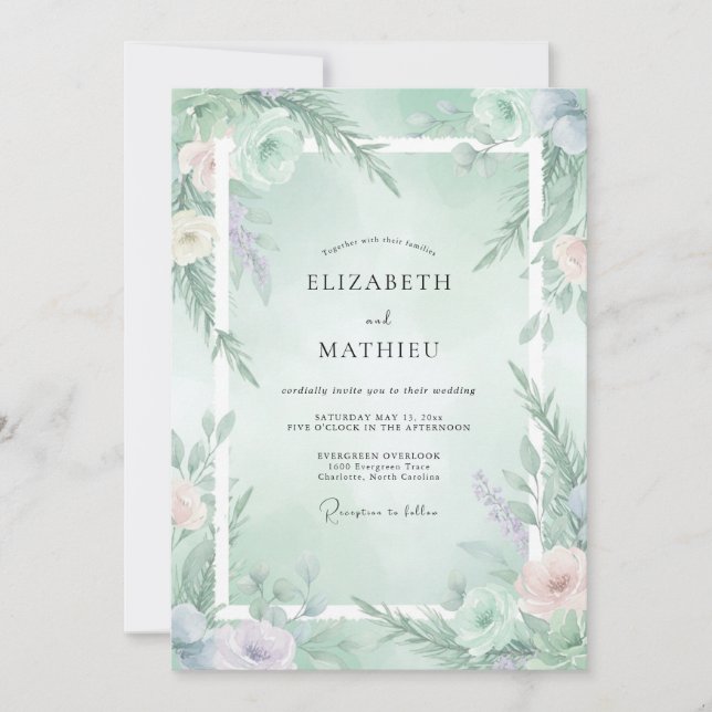 Invitation Mint Green Ethereal Winter Wedding (Devant)