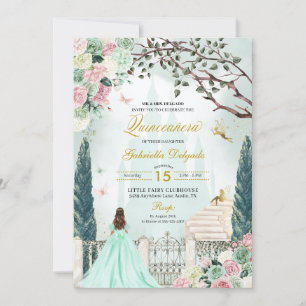 Invitation Mint Green Fairytale Jardin enchanté Quinceanera
