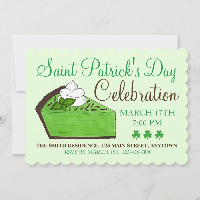 Invitation Mint Green Grasshopper Pie St. Patrick's Day (Devant)