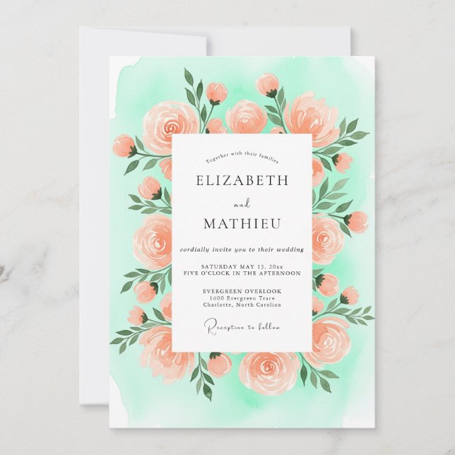 Invitation Mint Green Marvelous Spring Wedding (Devant)